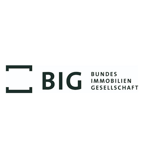 Logo featuring the acronym "BIG" in bold letters, accompanied by the full name "Bundes Immobilien Gesellschaft" in smaller text. The design is presented in a simple, modern style with a rectangular outline around the acronym.