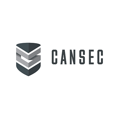 A stylized shield logo with layered gray shapes alongside the text "CANSEC" in a bold, modern font.
