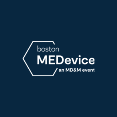 Das Logo von boston MEDevice, einem MD&M-Event, auf dunklem Hintergrund.
