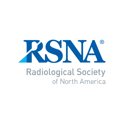 Logo of the Radiological Society of North America (RSNA), featuring bold blue letters 'RSNA' with a triangular design element and the full name in smaller gray text below.