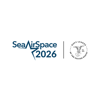 Logo für die SeaAirSpace 2026 Konferenz, kombiniert mit dem Emblem der Navy League der Vereinigten Staaten.