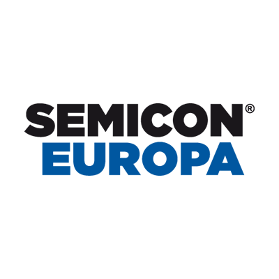 Logo featuring the words "SEMICON" in bold black letters above "EUROPA" in blue.