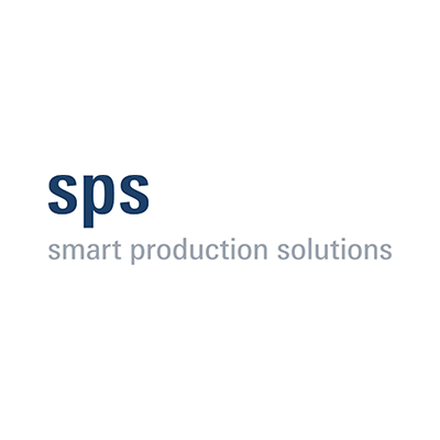Logo featuring the letters "sps" in dark blue, followed by the text "smart production solutions" in a lighter shade.