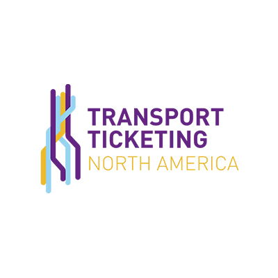 Logo for Transport Ticketing North America, featuring stylized lines in purple, blue, and yellow with the text arranged in a modern font.