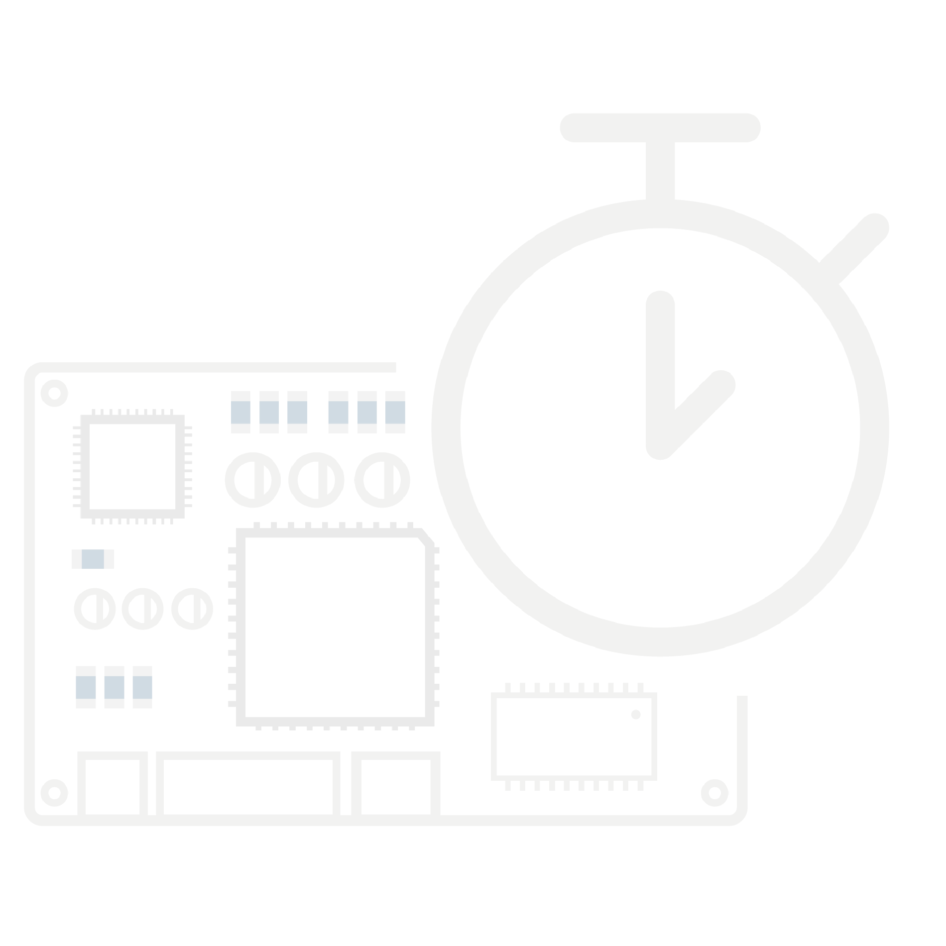 Ein schematisches Diagramm eines Schaltkreises mit einem integrierten Timer. Der Schaltkreis enthält verschiedene Komponenten, dargestellt durch Kästchen und Linien.