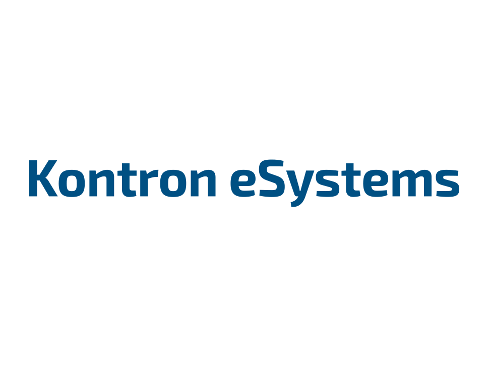 Logo von Kontron eSystems in blauer Schrift auf weißem Hintergrund.