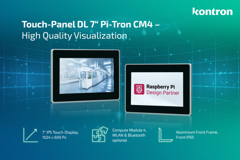 Kontron präsentiert zur SPS 2023 das neue 7“ Touch Display auf Basis des Compute Modul 4 der Raspberry Pi Foundation