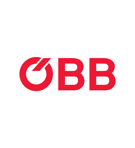 Red logo featuring the letters "ÖBB," with a circular design element resembling a gauge or dial to the left.