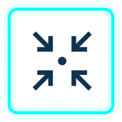 A blue square outline with inward-facing arrows at each corner, indicating a focus or convergence point in the center.